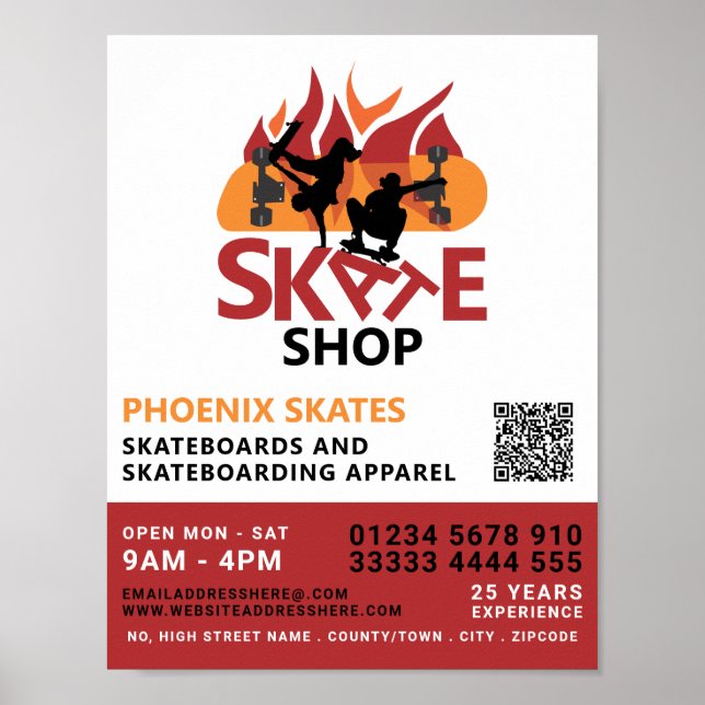 Skate Shop, Skateboarding Advertising Poster (Front)