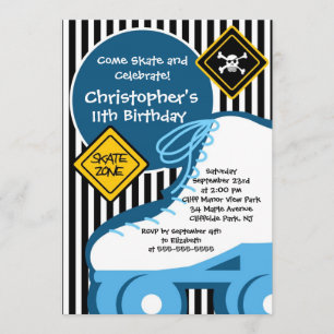 Skate Skating Party Birthday Invitations
