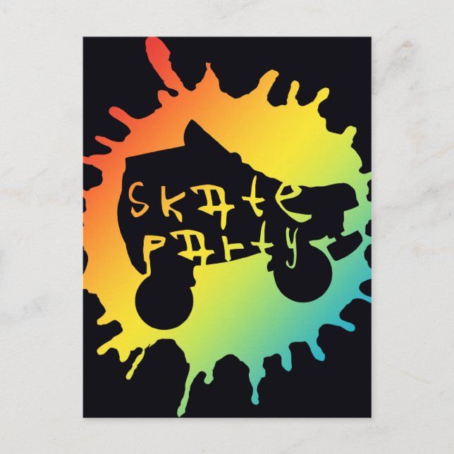 skate splatz party invitation postcard (Front)