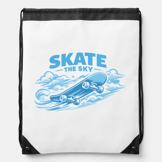 Skate The Sky – Blue Drift Drawstring Bag (Front)