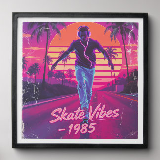 Skate Vibes – 1985 Neon Photo Tile
