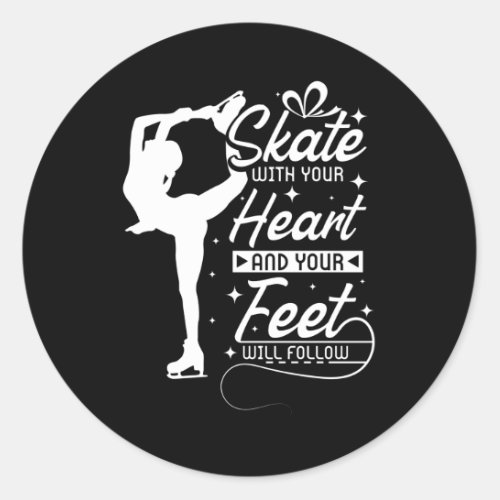 Skate With You Heart ice skating Classic Round Sticker