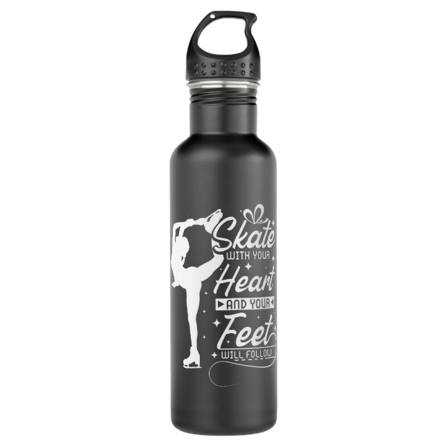 Skate With You Heart, ice skating Stainless Steel Water Bottle (Front)