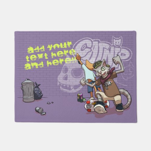 Skateboard Alley Cats Graffiti Cartoon Doormat