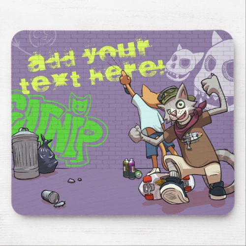 Skateboard Alley Cats Graffiti Cartoon Mouse Pad