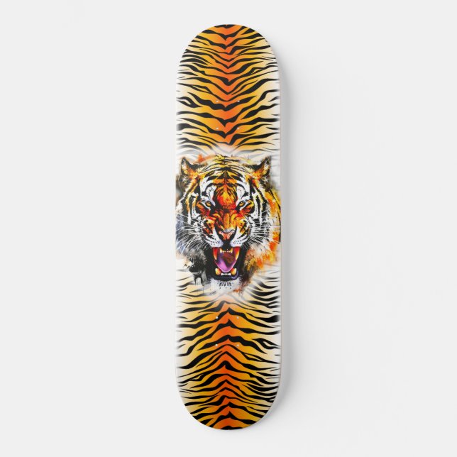 Skateboard Art- Snarling Tiger with Stripes (Front)