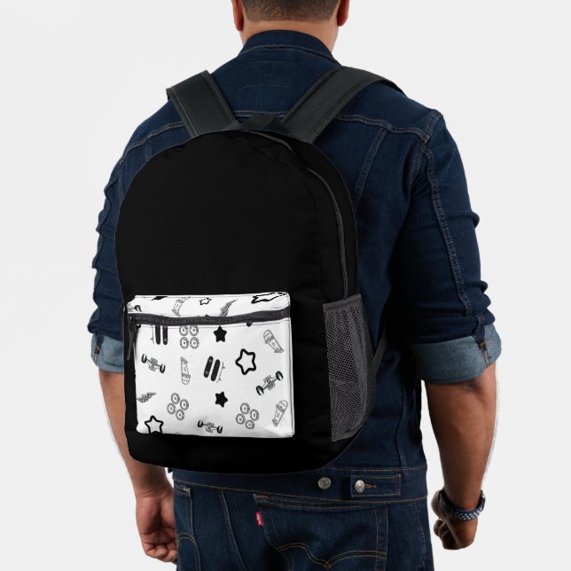 Skateboard Backpack White and Black (Insitu (Model))