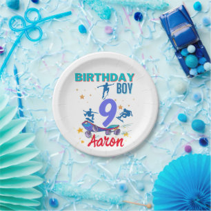 Skateboard Birthday Boy Party Colorful  Paper Plates