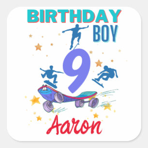 Skateboard Birthday Boy Party Colorful Square Sticker
