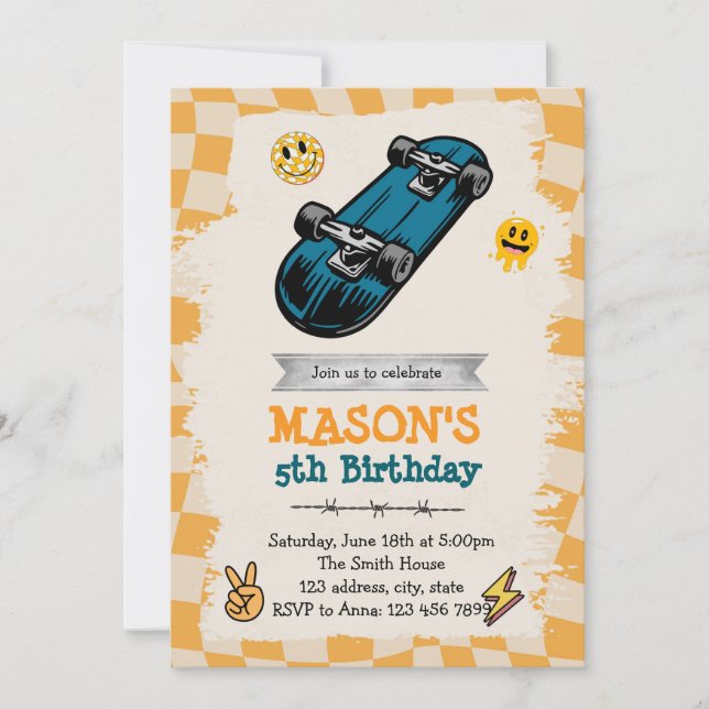 Skateboard Birthday Invitation (Front)