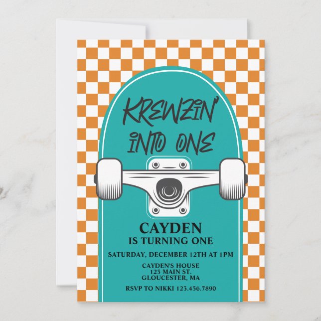 Skateboard Birthday Invitation (Front)