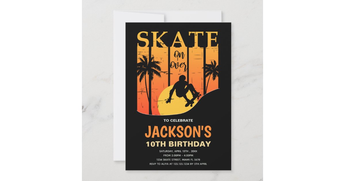 Skateboard Birthday Invitation Skate Invitation