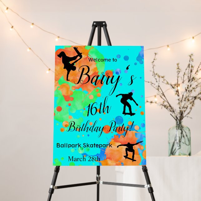 Skateboard Birthday  Party Foam Board (In Situ (Stand))