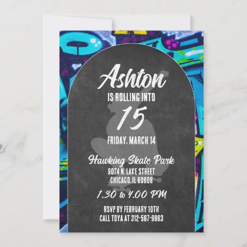 Skateboard Birthday Party Invitation