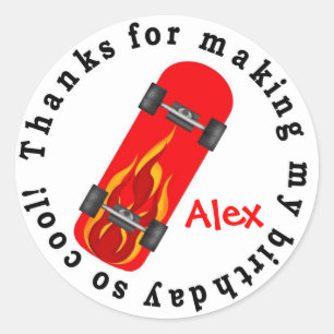Skateboard Birthday Stickers