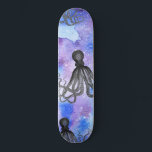 Skateboard - Black and White Octopus<br><div class="desc">Designer skateboard,  with or without wheels.</div>