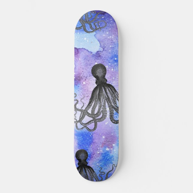 Skateboard - Black and White Octopus (Front)