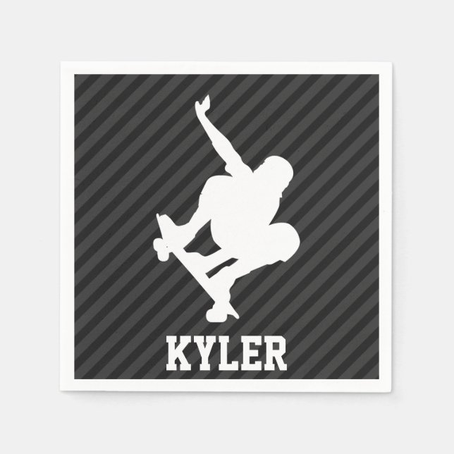 Skateboard; Black & Dark Gray Stripes Napkins (Front)