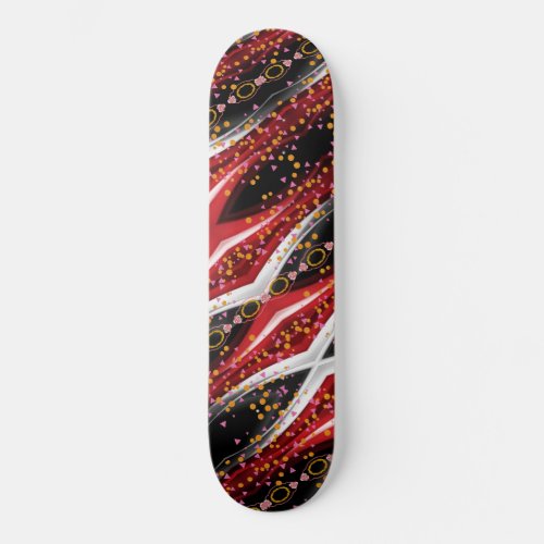 Skateboard Black Fiery Red  White Abstract