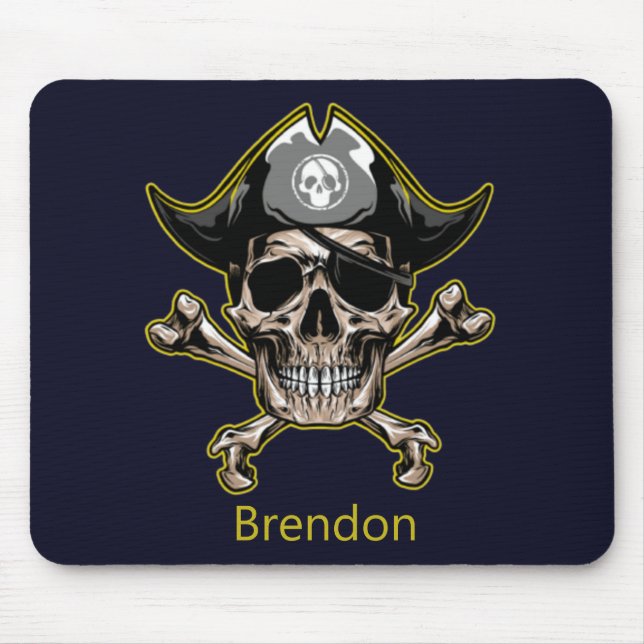 Skateboard Black Pirate Flag Cross Bones  Mouse Pad (Front)