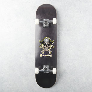 Skateboard Black Pirate Flag Cross Bones Sticker