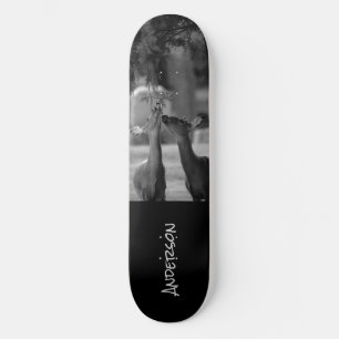 Skateboard Black White Deer Lovers