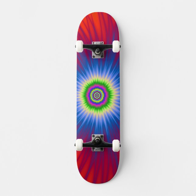Skateboard    Blue Explosion on Red Deck (Front)