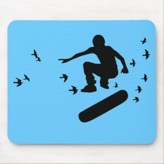 skateboard. board with birds. black. mouse pad