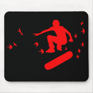skateboard. board with birds. red. mouse pad