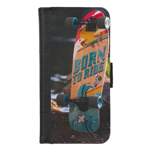 Skateboard Born To Ride iPhone Wallet Case (Front)