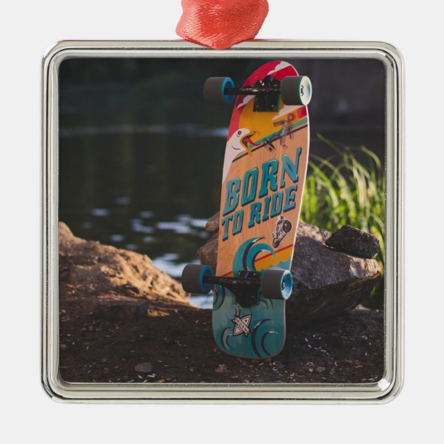 Skateboard Born To Ride Metal Ornament (Front)