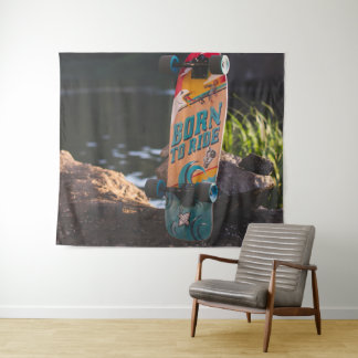 Skateboard Born To Ride Tapestry