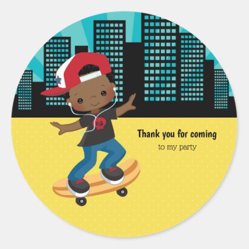 Skateboard boy _ choose your background color classic round sticker