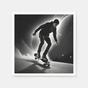 Skateboard Boy With Lightning Napkins