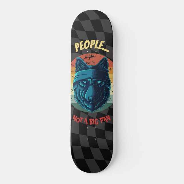 Skateboard Checkerboard Blue Wolf  (Front)