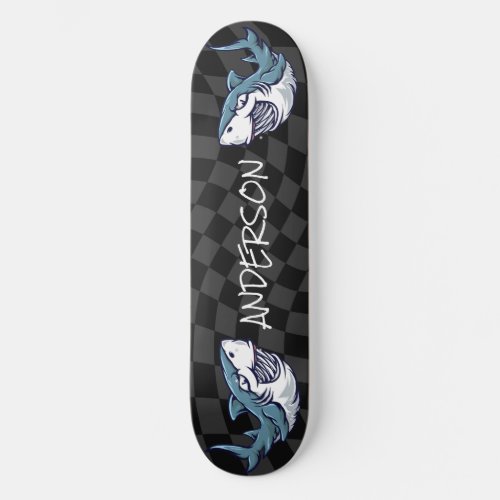 skateboard Checkerboard Personalized 2 Sharks