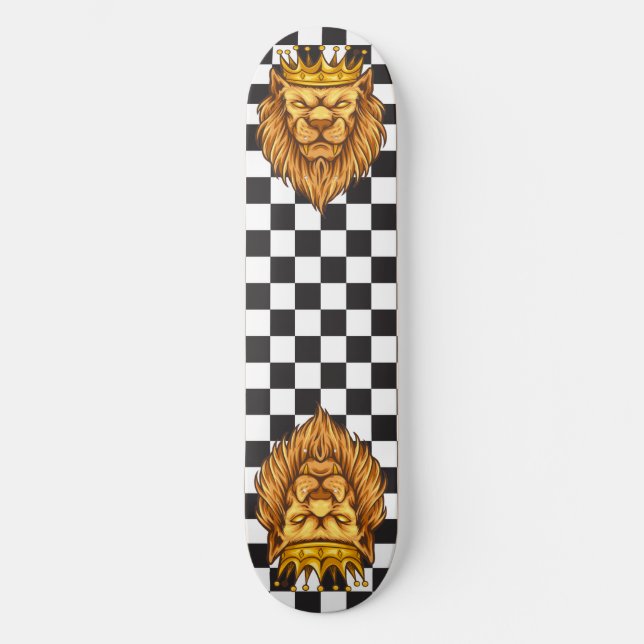 skateboard Checkerboard Rustic Lion King Crown (Front)