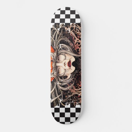 Skateboard Checkered Retro Cool Girl