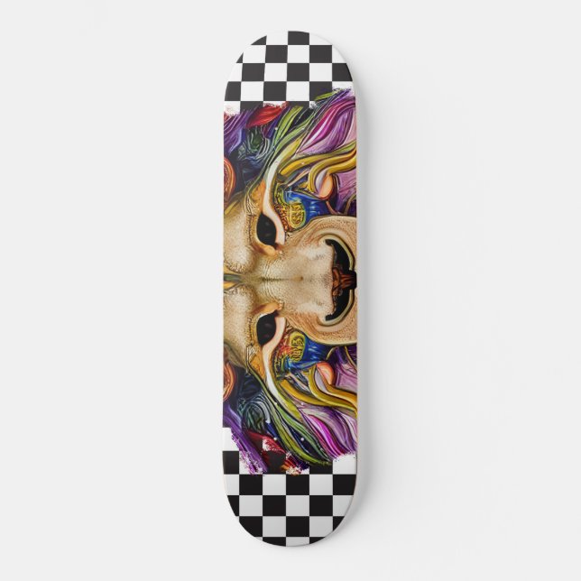 Skateboard Checkered Retro Cool Sweet Lion Eyes (Front)