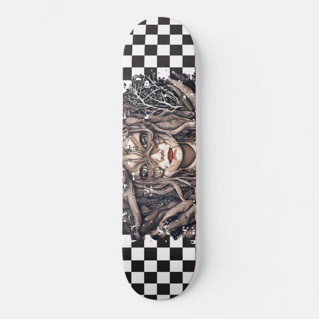 Skateboard Checkered Retro Girl (Front)