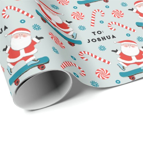 Skateboard Christmas Gift Wrapping Paper