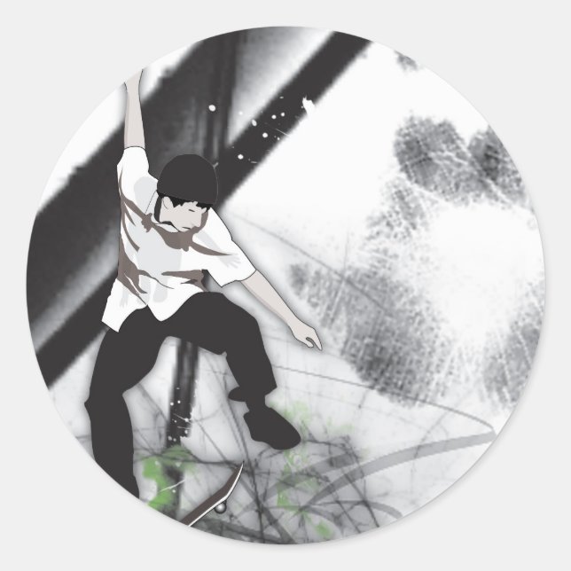 Skateboard Classic Round Sticker (Front)