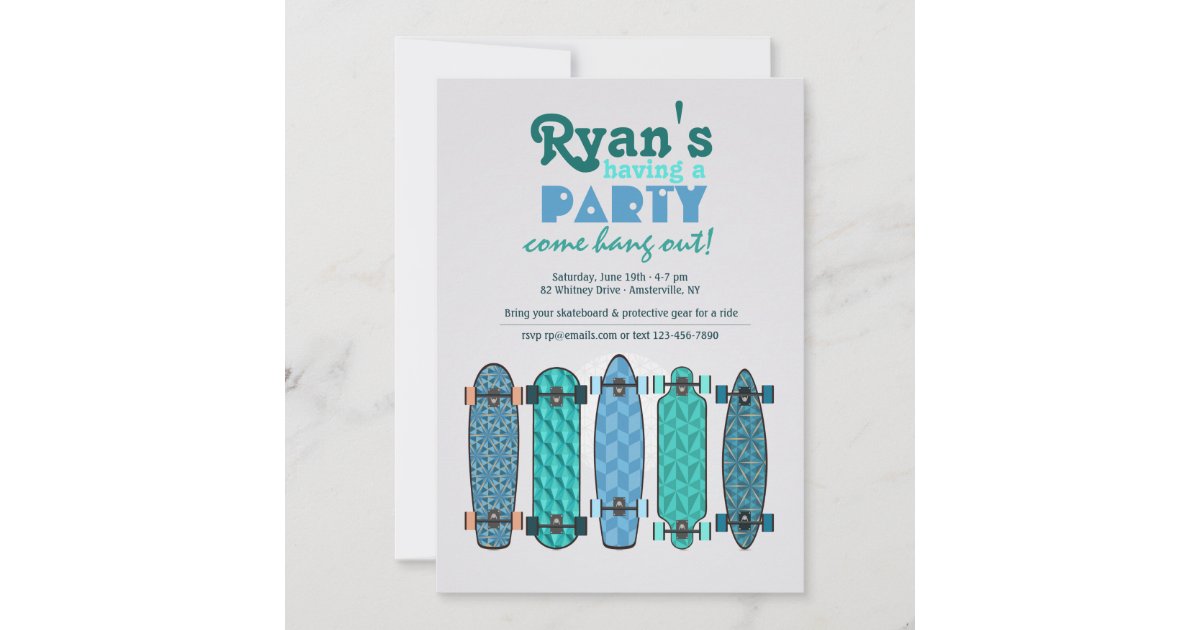 Skateboard Collection Invitation | Zazzle