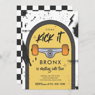 Skateboard Come Kick It Urban Sport Birthday Party Invitation