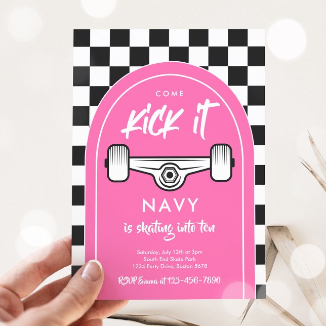 Skateboard Come Kick It Urban Sport Birthday Party Invitation (Creator Uploaded)