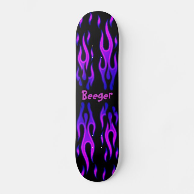Skateboard (comp) - Blue & Purple Flames Deck (Front)