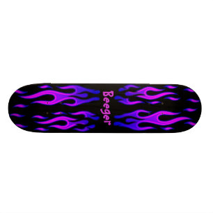 Skateboard (comp) - Blue & Purple Flames Deck