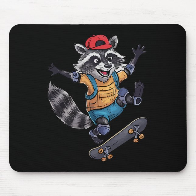 Skateboard Cool Skater Racoon  Mouse Pad (Front)