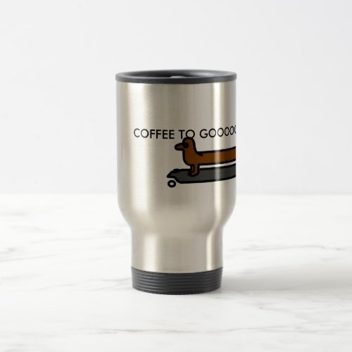 Skateboard Dachshund dog travel coffee mug