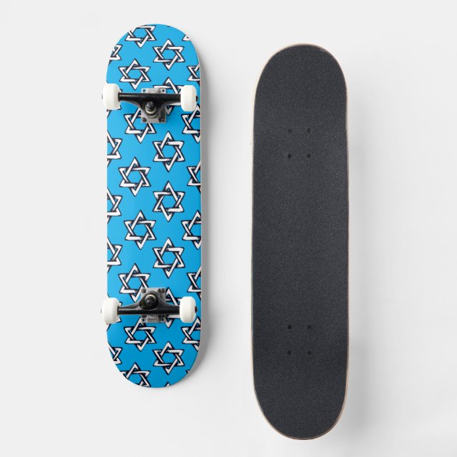 Skateboard Deck Judaica - Gifts - Jewish Stars  (Front)